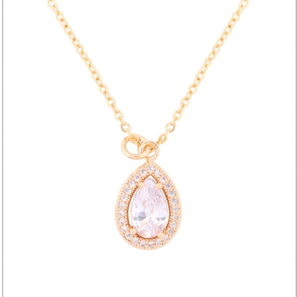 Tear Drop CZ Necklace and Earrings Set - Picture 2 of 2